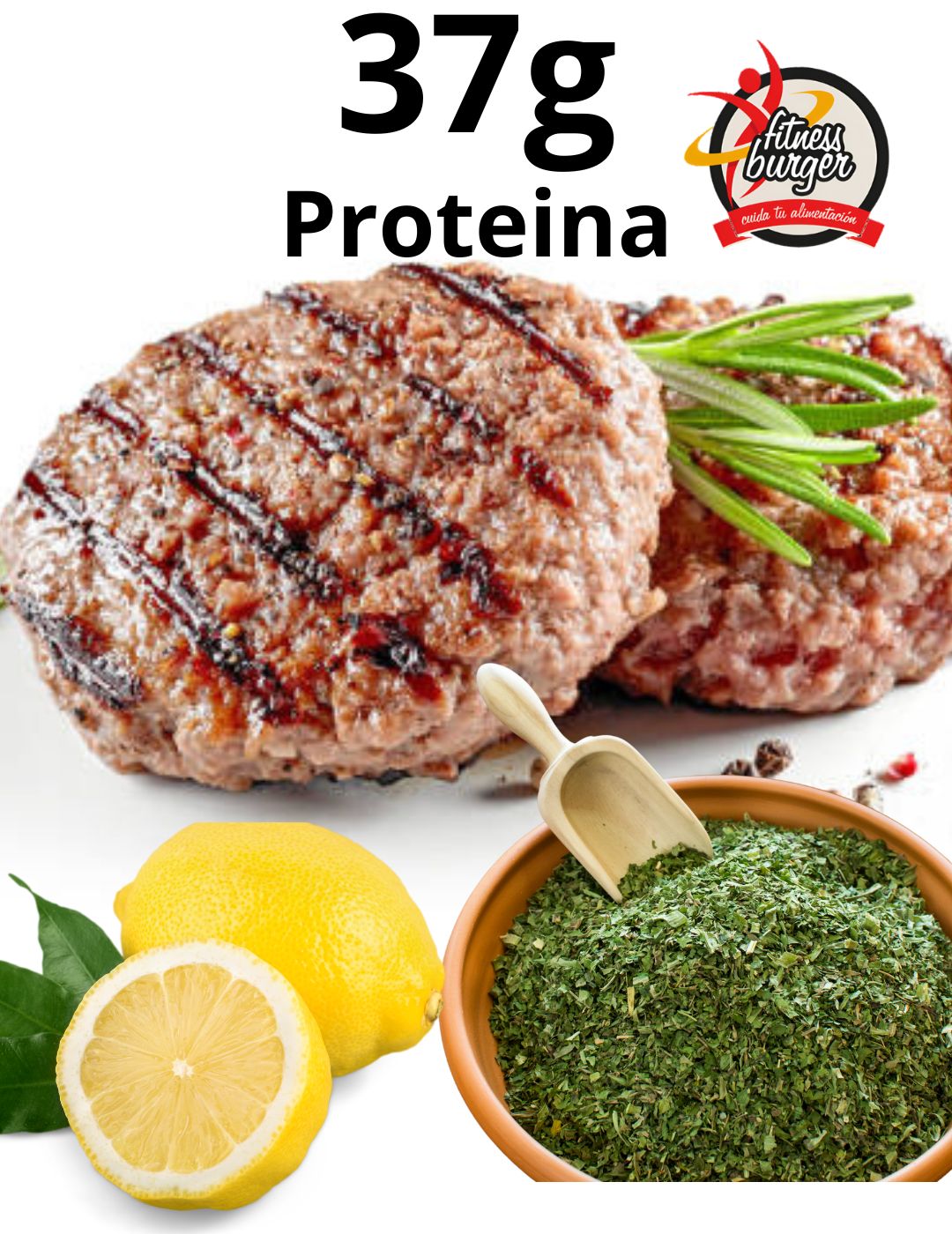 BURGER PECHUGA POLLO HIGH PROTEIN 37 G  LIMON-FINAS HIERBAS